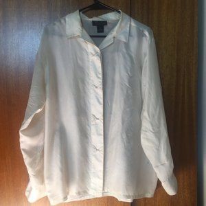Vintage Silk Button-Up with Bow Detail